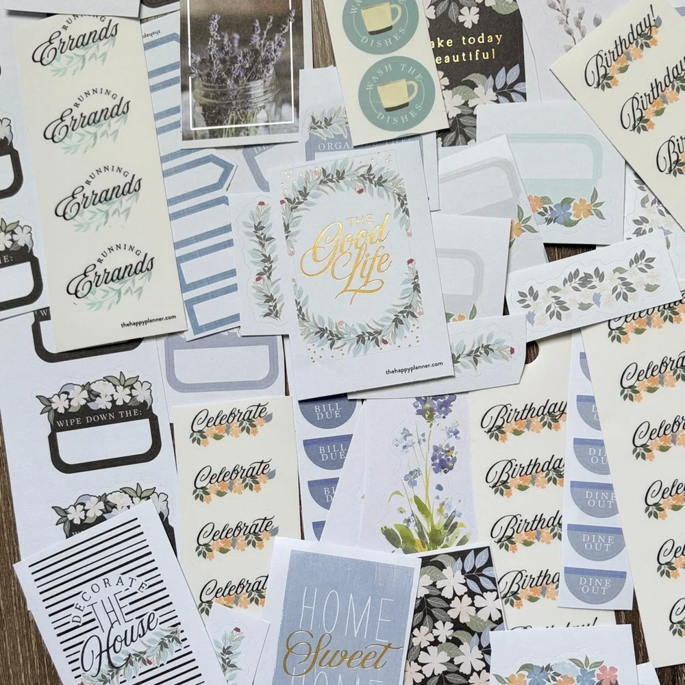 ❤️$5 Blue Hue Florals Not So Mystery Happy Planner Sticker Set